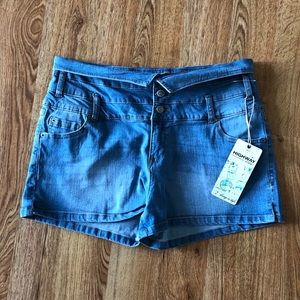 High Waist Fold Top Jean Shorts